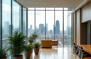 Вид из окна нашего современного учебного центра на Манхэттене